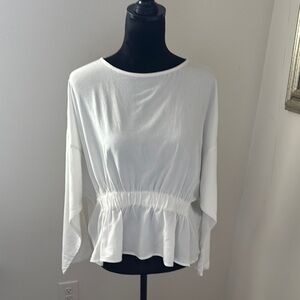 Shades of Grey by Micah Cohen white dolman sleeves white linen cotton top Sz M